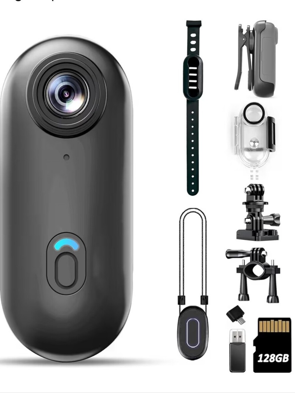 Waterproof 4K Compact Action Camera with Accessories - Black
